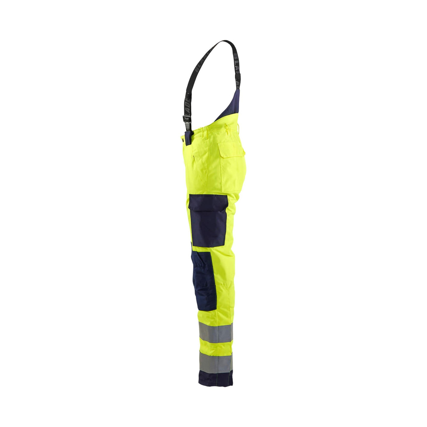 Blaklader 78851977 Hi-Vis Winter Trousers Yellow/Navy Blue Left #colour_yellow-navy-blue