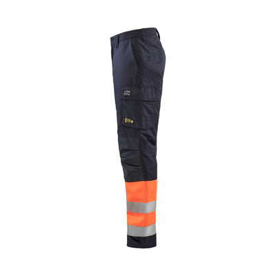 Blaklader 18691513 Hi-Vis Winter Trousers Multinorm Navy Blue/Orange Left #colour_navy-blue-orange