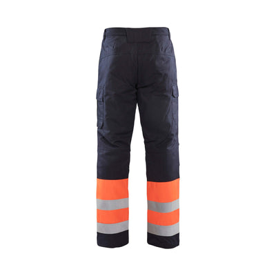 Blaklader 18691513 Hi-Vis Winter Trousers Multinorm Navy Blue/Orange Rear #colour_navy-blue-orange