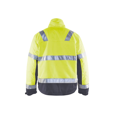 Blaklader 48621811 Hi-Vis Winter Work Jacket Hi-Vis Yellow/Mid Grey Rear #colour_hi-vis-yellow-mid-grey