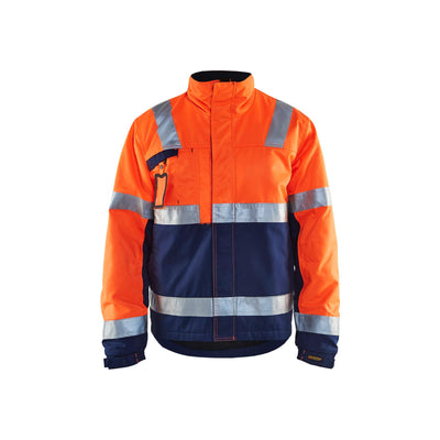 Blaklader 48621811 Hi-Vis Winter Work Jacket Orange/Navy Blue Main #colour_orange-navy-blue