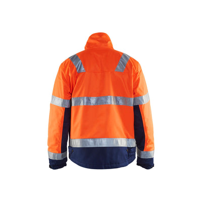 Blaklader 48621811 Hi-Vis Winter Work Jacket Orange/Navy Blue Rear #colour_orange-navy-blue