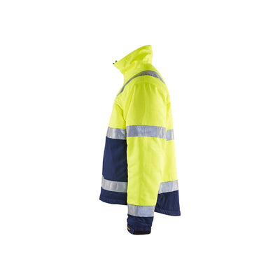 Blaklader 48621811 Hi-Vis Winter Work Jacket Yellow/Navy Blue Left #colour_yellow-navy-blue
