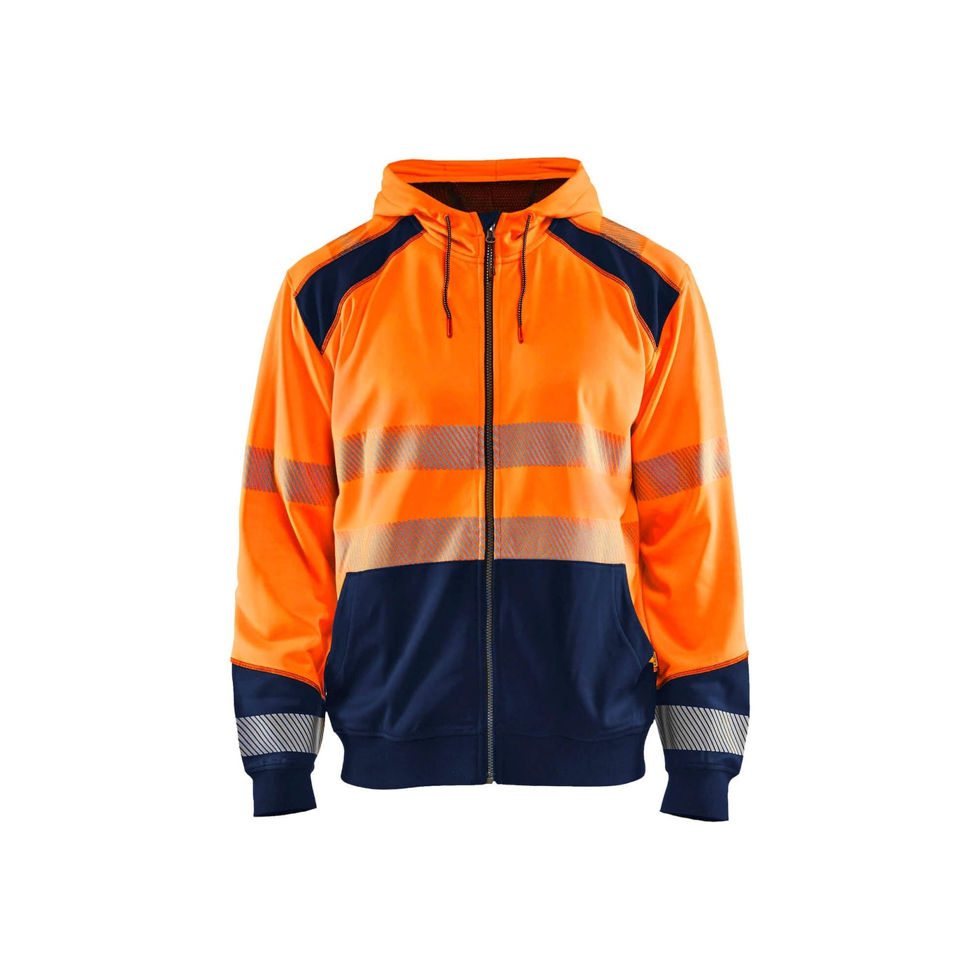 Blaklader 35462528 Hi-Vis Work Hoodie Orange/Navy Blue Main #colour_orange-navy-blue