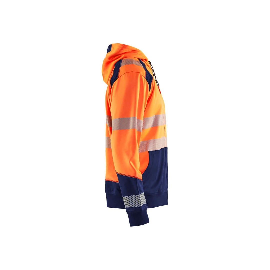 Blaklader 35462528 Hi-Vis Work Hoodie Orange/Navy Blue Right #colour_orange-navy-blue