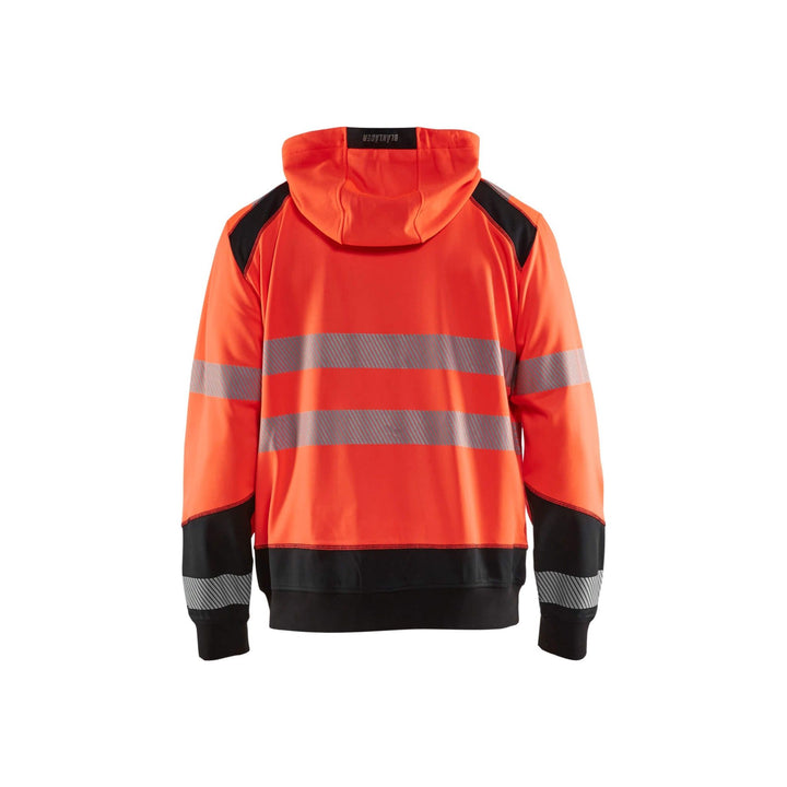 Blaklader 35462528 Hi-Vis Work Hoodie Red/Black Rear #colour_red-black