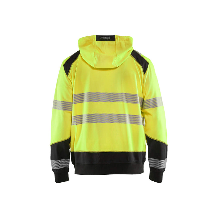 Blaklader 35462528 Hi-Vis Work Hoodie Yellow/Black Rear #colour_yellow-black