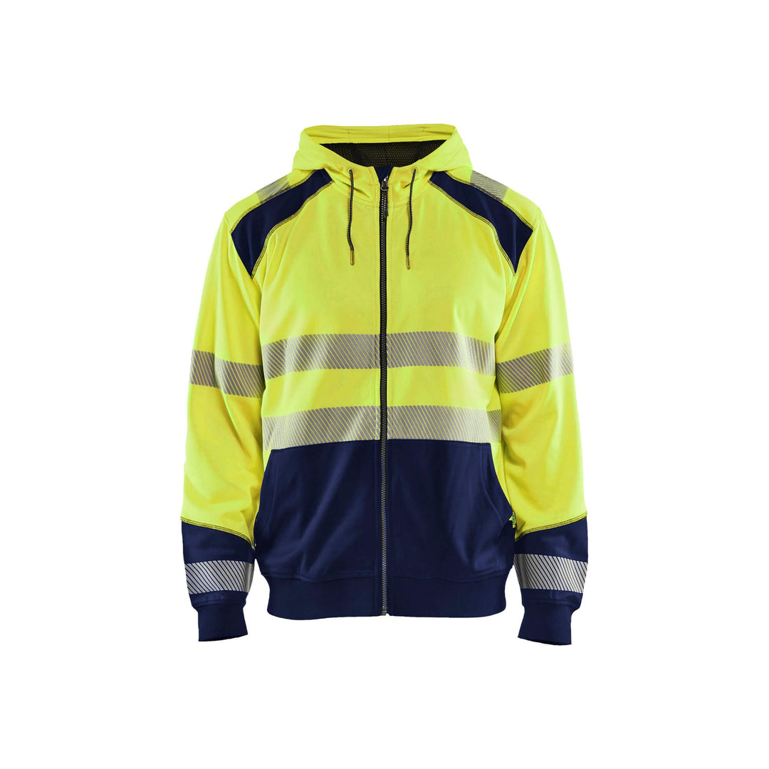 Blaklader 35462528 Hi-Vis Work Hoodie Yellow/Navy Blue Main #colour_yellow-navy-blue