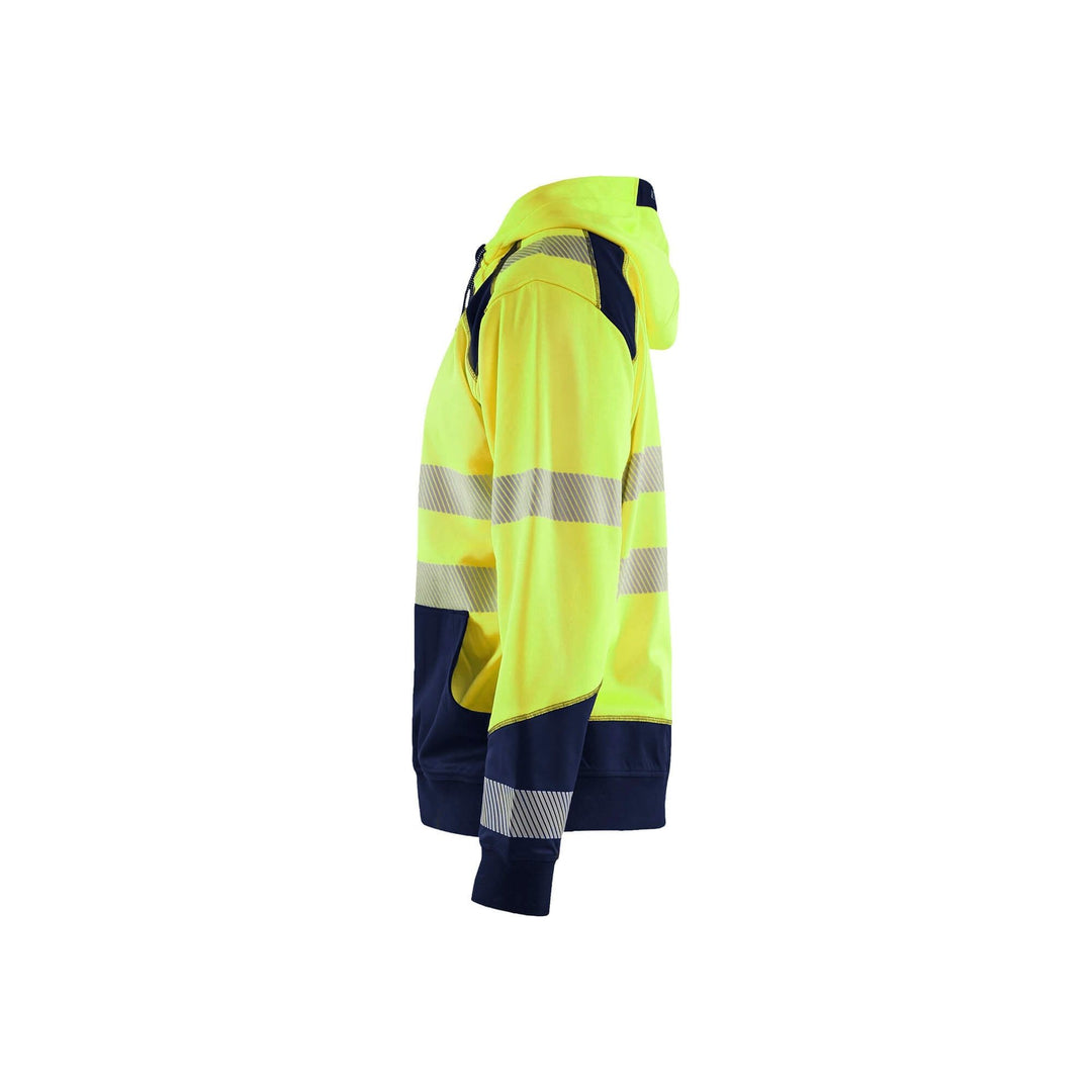 Blaklader 35462528 Hi-Vis Work Hoodie Yellow/Navy Blue Left #colour_yellow-navy-blue