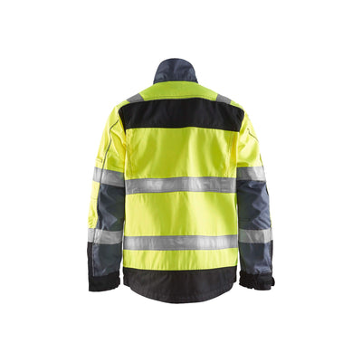 Blaklader 40511811 Hi-Vis Work Jacket Yellow/Black Rear #colour_yellow-black