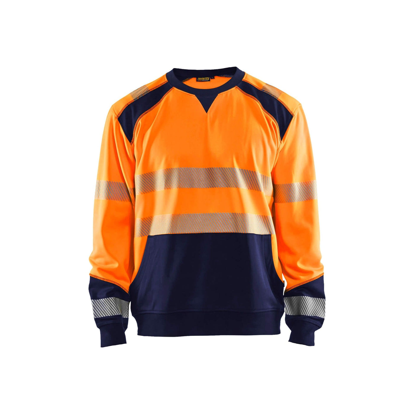 Blaklader 35412528 Hi-Vis Work Sweatshirt Orange/Navy Blue Main #colour_orange-navy-blue