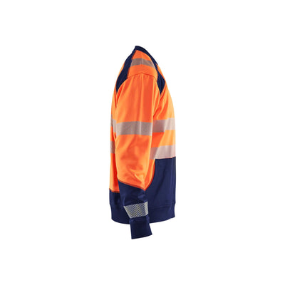 Blaklader 35412528 Hi-Vis Work Sweatshirt Orange/Navy Blue Right #colour_orange-navy-blue