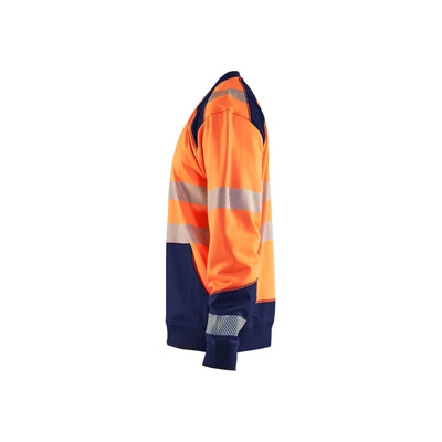 Blaklader 35412528 Hi-Vis Work Sweatshirt Orange/Navy Blue Left #colour_orange-navy-blue
