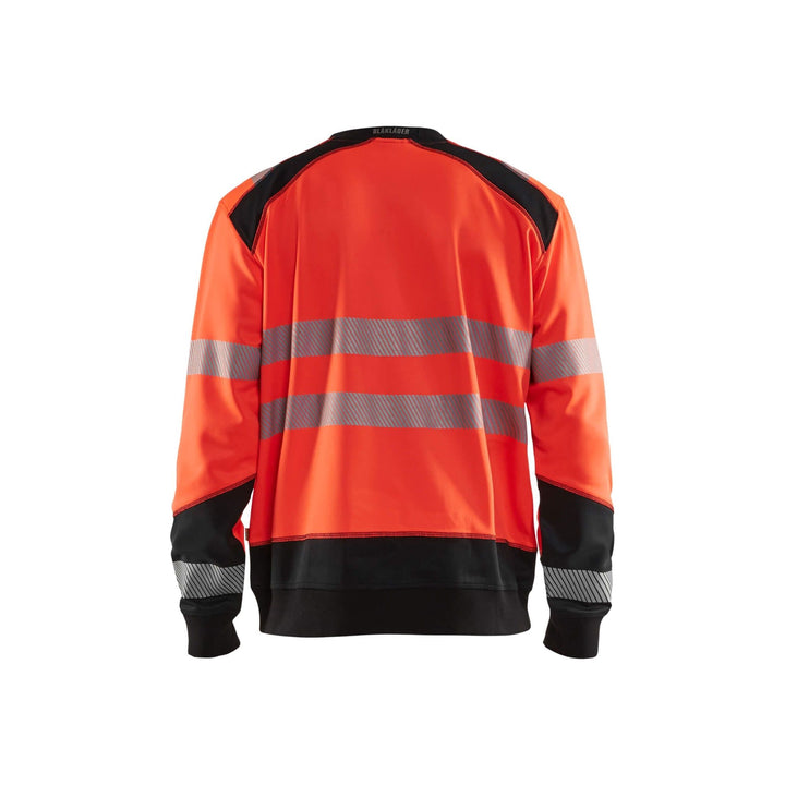 Blaklader 35412528 Hi-Vis Work Sweatshirt Red/Black Rear #colour_red-black