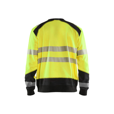 Blaklader 35412528 Hi-Vis Work Sweatshirt Yellow/Black Rear #colour_yellow-black