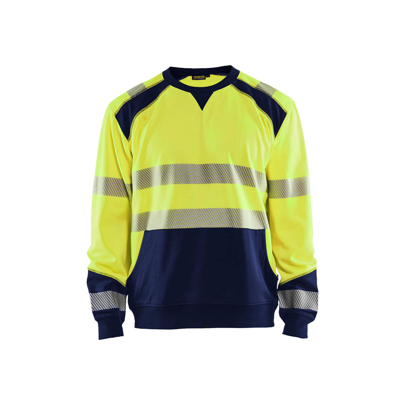 Blaklader 35412528 Hi-Vis Work Sweatshirt Yellow/Navy Blue Main #colour_yellow-navy-blue