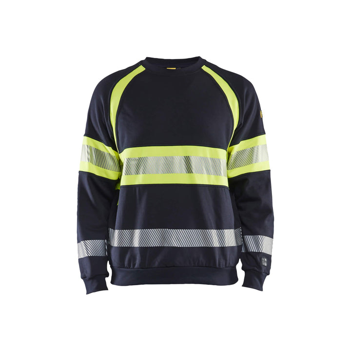 Blaklader 34591762 Hi-Vis Work Sweatshirt Stretch Multinorm Navy Blue/Hi-Vis Yellow Main #colour_navy-blue-yellow