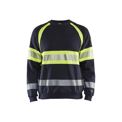 Blaklader 34591762 Hi-Vis Work Sweatshirt Stretch Multinorm Navy Blue/Hi-Vis Yellow Main #colour_navy-blue-yellow