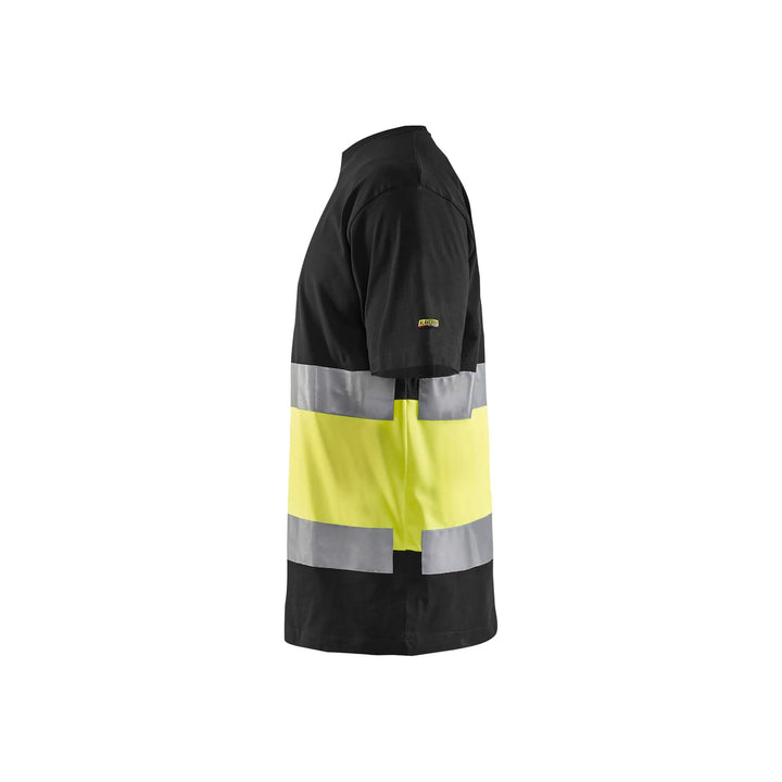 Blaklader 33871030 Hi-Vis Work T-Shirt Black/Hi-Vis Yellow Left #colour_black-yellow