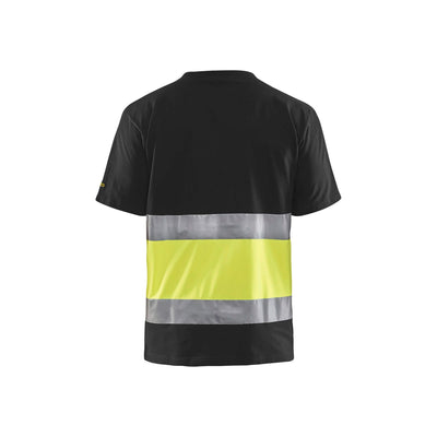 Blaklader 33871030 Hi-Vis Work T-Shirt Black/Hi-Vis Yellow Rear #colour_black-yellow