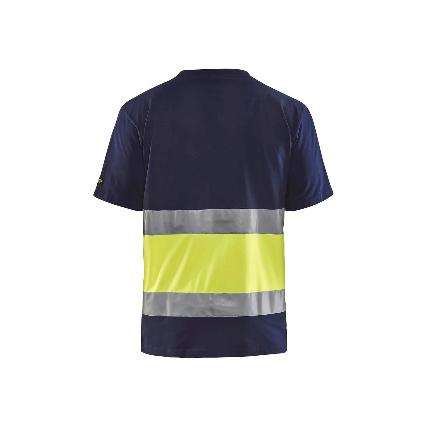 Blaklader 33871030 Hi-Vis Work T-Shirt Navy Blue/Hi-Vis Yellow Rear #colour_navy-blue-yellow