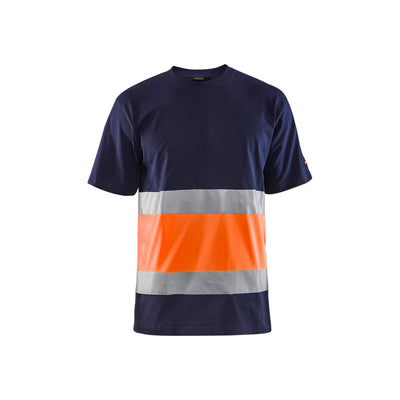 Blaklader 33871030 Hi-Vis Work T-Shirt Navy Blue/Orange Main #colour_navy-blue-orange