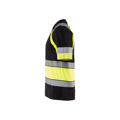 Blaklader 34211030 Hi-Vis Work T-Shirt Black/Hi-Vis Yellow Left #colour_black-yellow