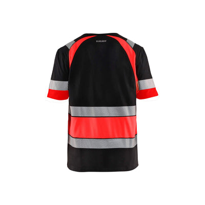 Blaklader 34211030 Hi-Vis Work T-Shirt Black/Red Rear #colour_black-red