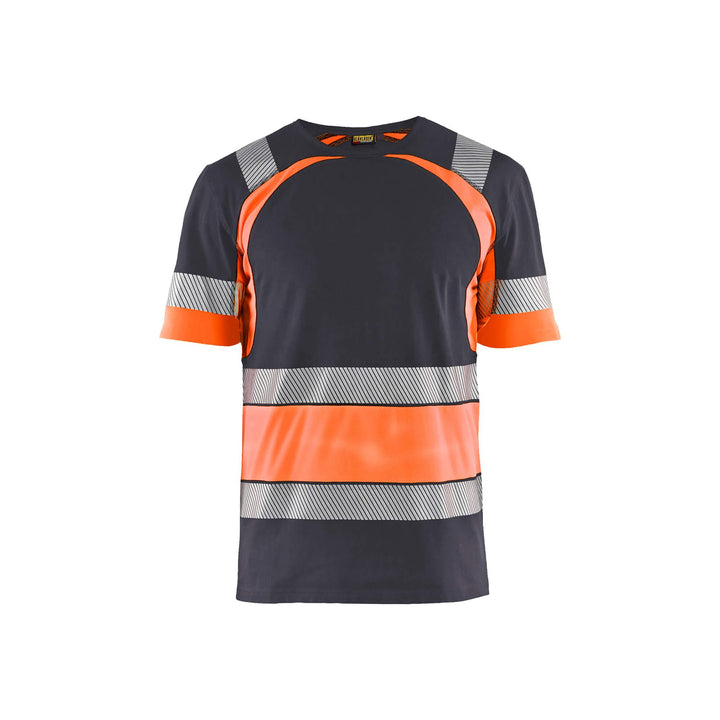 Blaklader 34211030 Hi-Vis Work T-Shirt Mid Grey/ Hi-Vis Orange Main #colour_mid-grey--hi-vis-orange