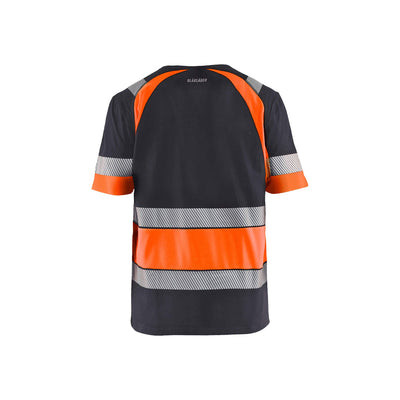 Blaklader 34211030 Hi-Vis Work T-Shirt Mid Grey/ Hi-Vis Orange Rear #colour_mid-grey--hi-vis-orange