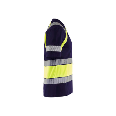 Blaklader 34211030 Hi-Vis Work T-Shirt Navy Blue/Hi-Vis Yellow Right #colour_navy-blue-yellow