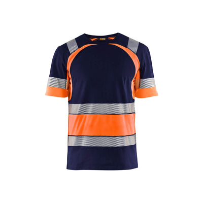 Blaklader 34211030 Hi-Vis Work T-Shirt Navy Blue/Orange Main #colour_navy-blue-orange