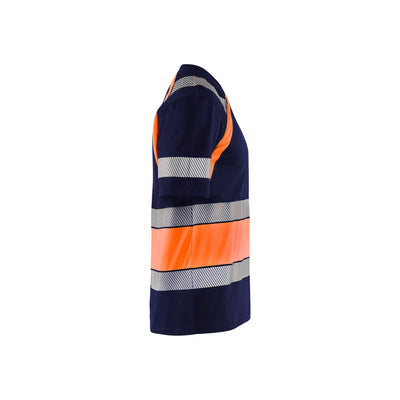 Blaklader 34211030 Hi-Vis Work T-Shirt Navy Blue/Orange Right #colour_navy-blue-orange
