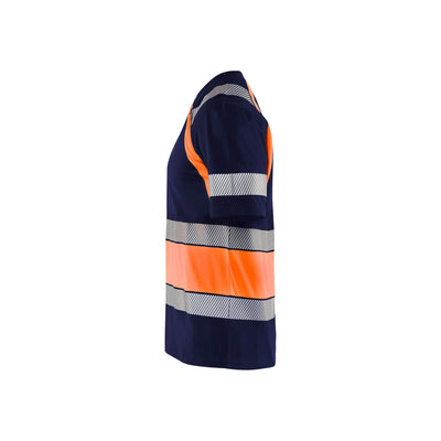 Blaklader 34211030 Hi-Vis Work T-Shirt Navy Blue/Orange Left #colour_navy-blue-orange
