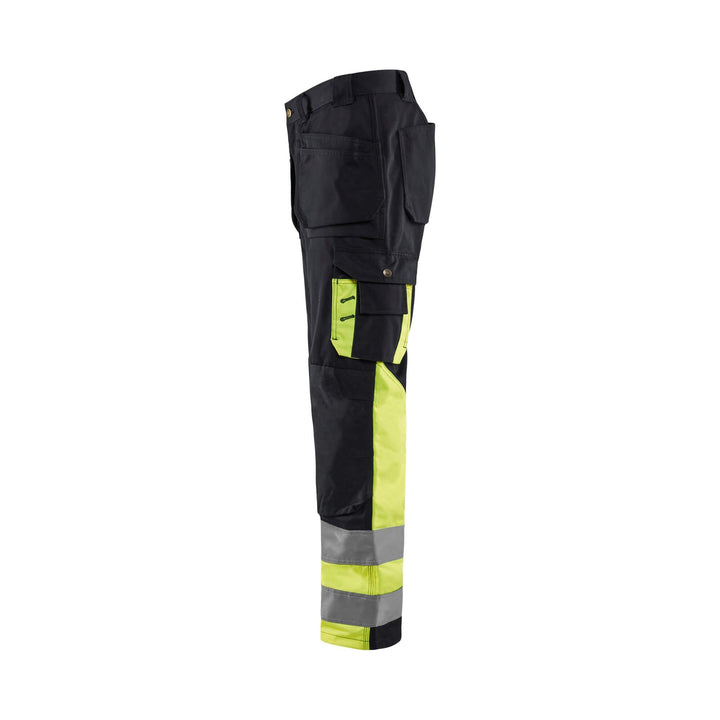 Blaklader 15291370 Hi-Vis Work Trousers Black/Hi-Vis Yellow Left #colour_black-yellow