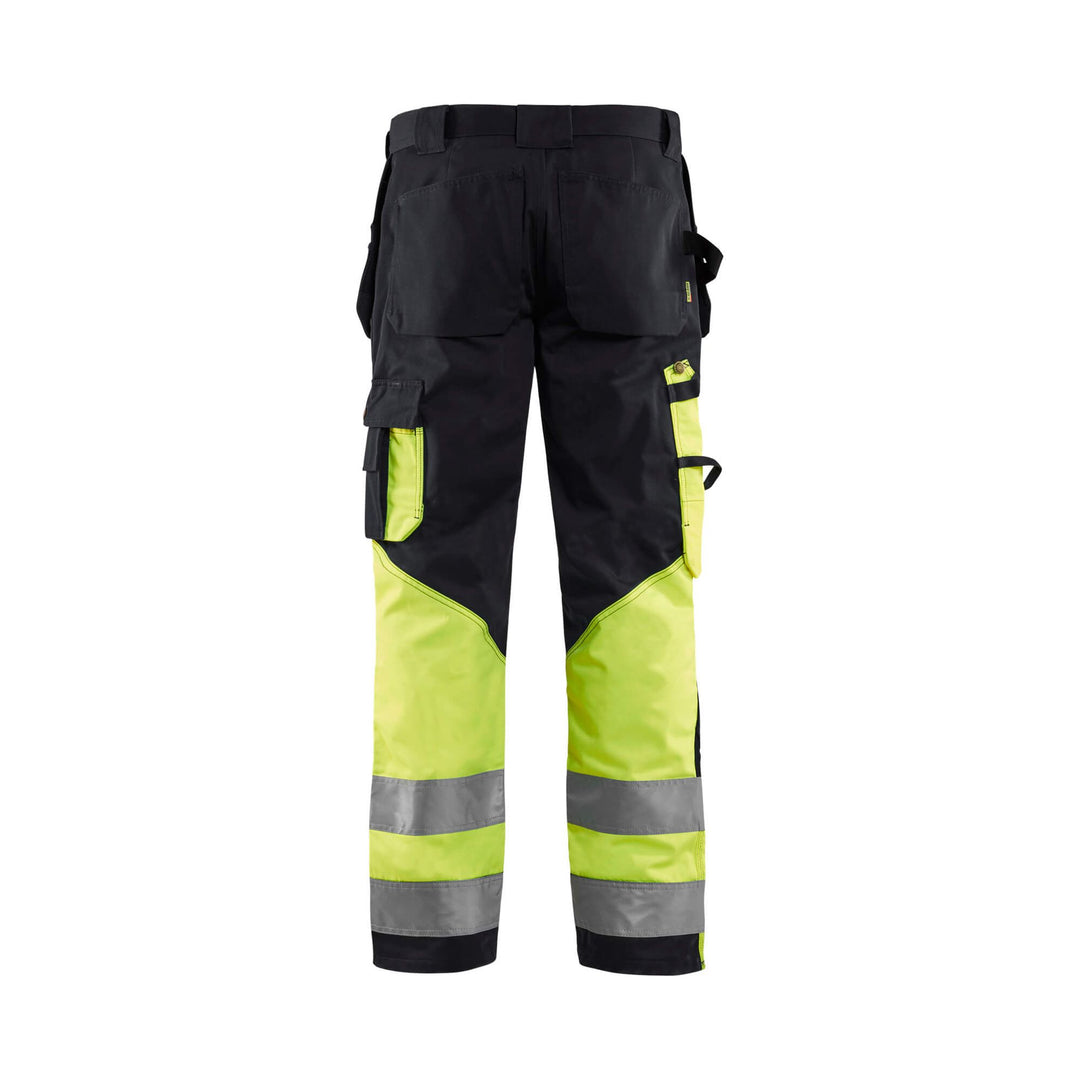 Blaklader 15291370 Hi-Vis Work Trousers Black/Hi-Vis Yellow Rear #colour_black-yellow