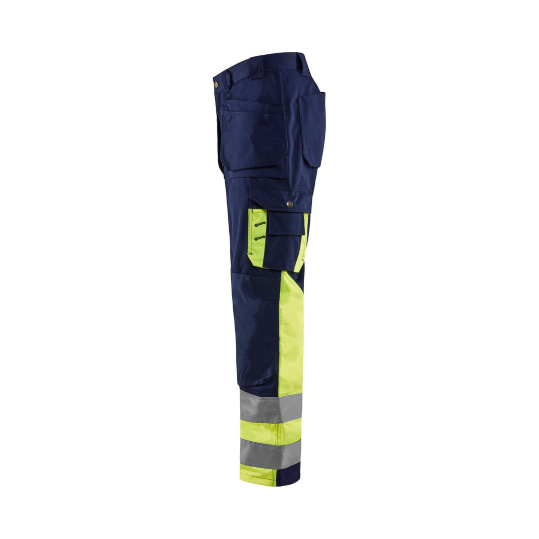 Blaklader 15291370 Hi-Vis Work Trousers Navy Blue/Hi-Vis Yellow Left #colour_navy-blue-yellow