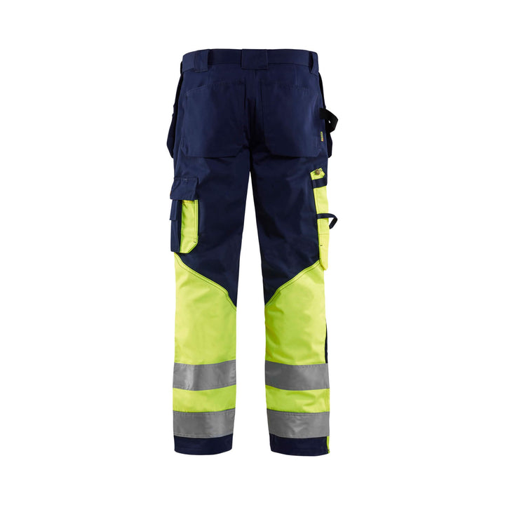 Blaklader 15291370 Hi-Vis Work Trousers Navy Blue/Hi-Vis Yellow Rear #colour_navy-blue-yellow