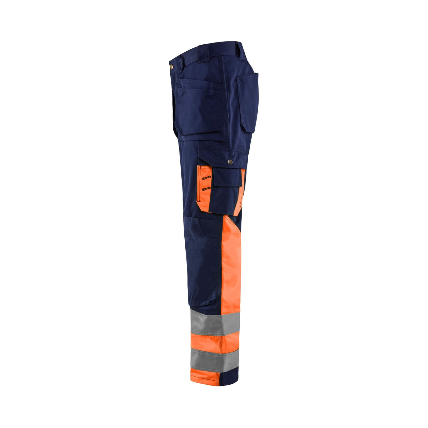 Blaklader 15291860 Hi-Vis Work Trousers Navy Blue/Orange Left #colour_navy-blue-orange