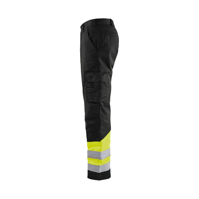 Blaklader 15641811 Hi-Vis Work Trousers Black/Hi-Vis Yellow Left #colour_black-yellow
