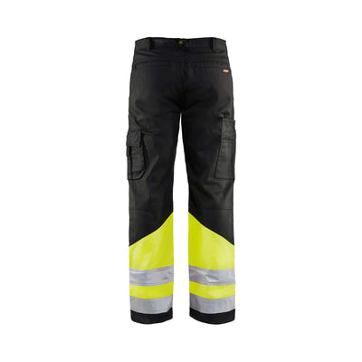 Blaklader 15641811 Hi-Vis Work Trousers Black/Hi-Vis Yellow Rear #colour_black-yellow