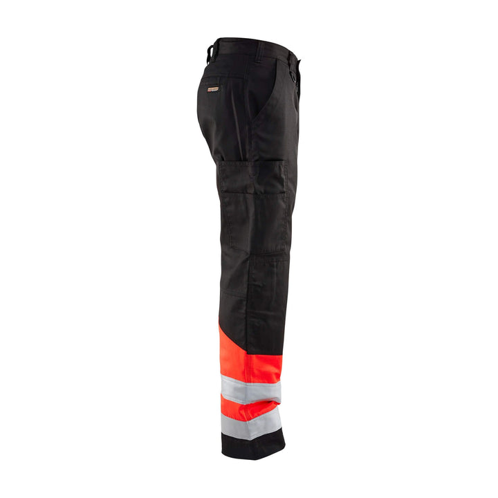 Blaklader 15641811 Hi-Vis Work Trousers Black/Red Right #colour_black-red