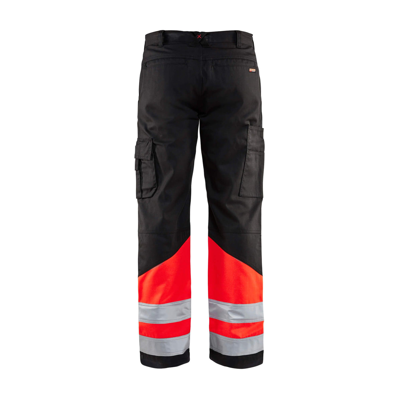 Blaklader 15641811 Hi-Vis Work Trousers Black/Red Rear #colour_black-red