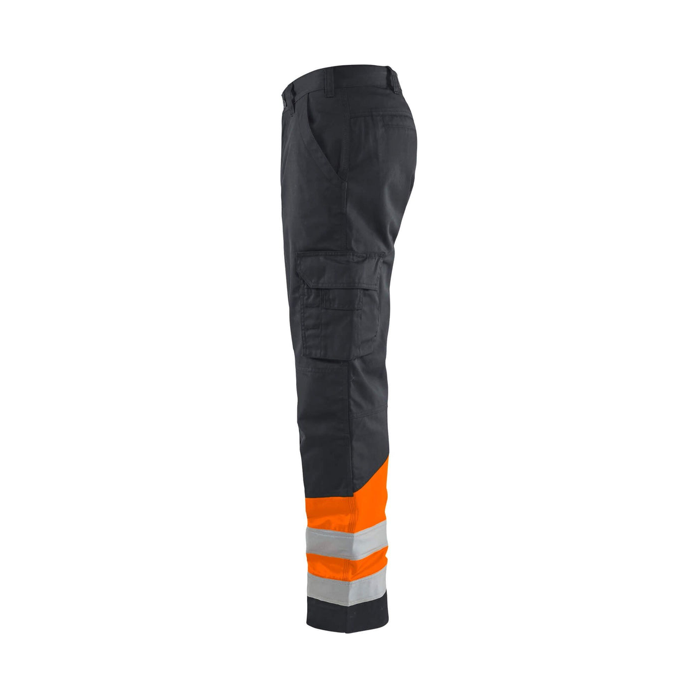 Blaklader 15641811 Hi-Vis Work Trousers Mid Grey/ Hi-Vis Orange Left #colour_mid-grey--hi-vis-orange