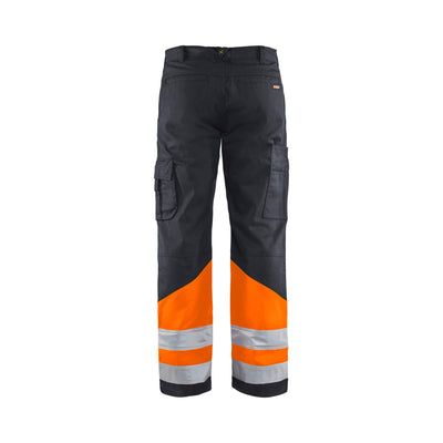 Blaklader 15641811 Hi-Vis Work Trousers Mid Grey/ Hi-Vis Orange Rear #colour_mid-grey--hi-vis-orange