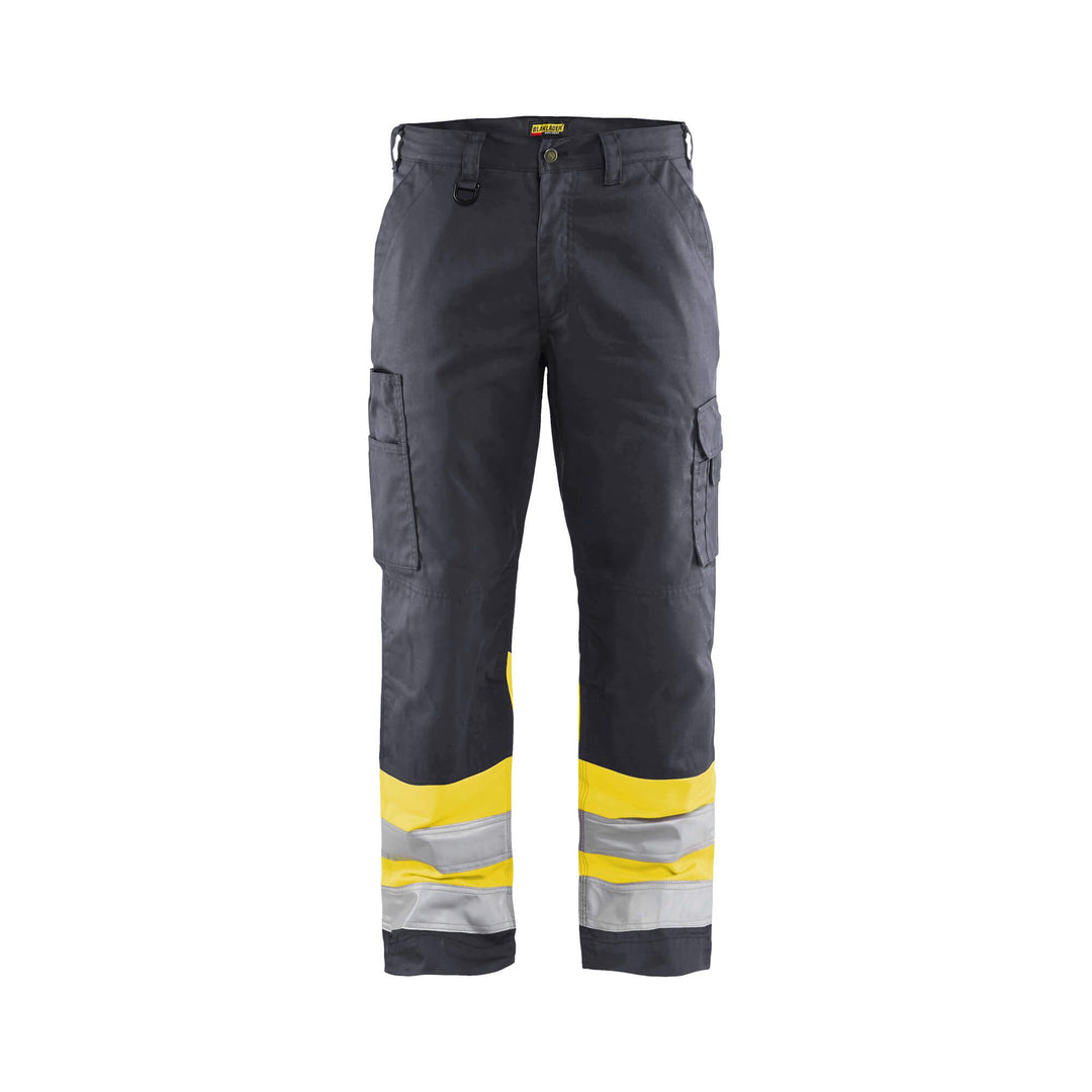 Blaklader 15641811 Hi-Vis Work Trousers Mid Grey/Hi-Vis Yellow Main #colour_mid-grey-hi-vis-yellow