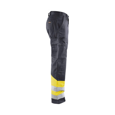 Blaklader 15641811 Hi-Vis Work Trousers Mid Grey/Hi-Vis Yellow Right #colour_mid-grey-hi-vis-yellow