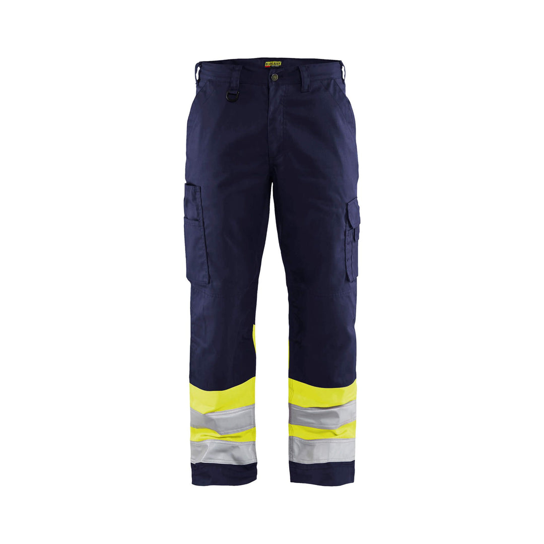 Blaklader 15641811 Hi-Vis Work Trousers Navy Blue/Hi-Vis Yellow Main #colour_navy-blue-hi-vis-yellow