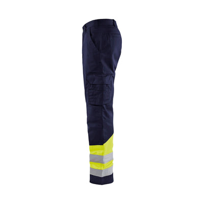 Blaklader 15641811 Hi-Vis Work Trousers Navy Blue/Hi-Vis Yellow Left #colour_navy-blue-hi-vis-yellow