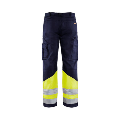 Blaklader 15641811 Hi-Vis Work Trousers Navy Blue/Hi-Vis Yellow Rear #colour_navy-blue-hi-vis-yellow